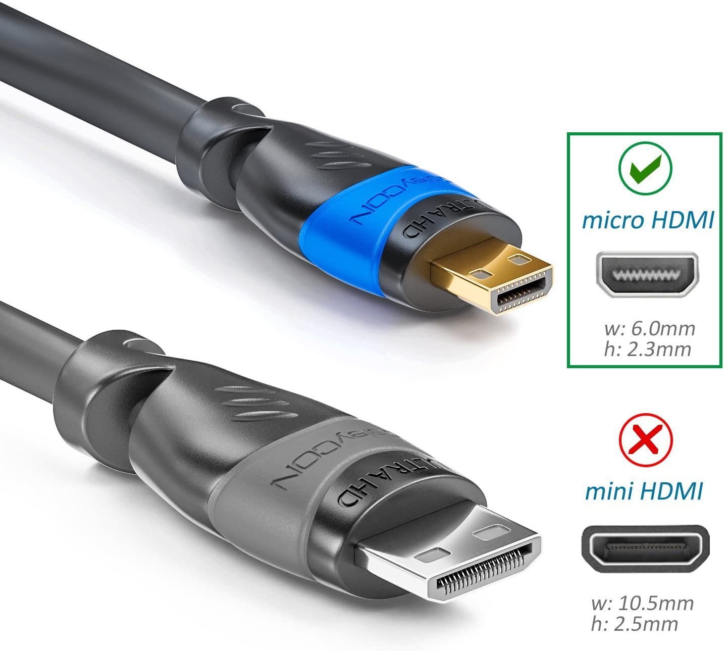 Kabel Micro HDMI na HDMI 3m - 4K HDMI 2.0 kabel 2